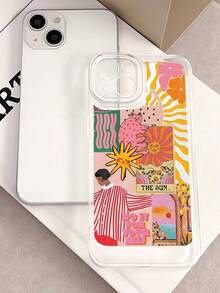 Minimalist TPU Cat Sunflower Pattern 1Pc Full Coverage Transparent TPU Anti-Fingerprint Phone Case Compatible With IPhone 16 ProMax/16/16 Pro/16 Plus/11/15/15 Pro/15 ProMax/12/13/14 ProMax/XS/XR/11 Pro/11 ProMax/12 Pro/12 ProMax/13 Pro/13 ProMax/7 Plus/14 Pro/14 ProMax/14 Plus/7 Plus/8 Plus/8/SE2/12 Mini/13 Mini, Durable And Anti-Yellowing Hard Shell Spring Birthday Gift,Easter Gift,Stay On  With A Variety Of Styles To Make Your Phone The Center Of Attentio - Color1 - View 4