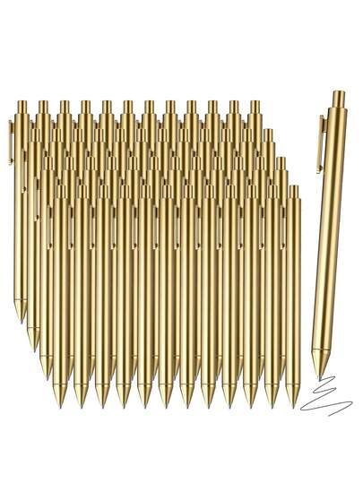 12支装奢华金色圆珠笔，大容量可伸缩黑色墨水，书写流畅，适用于婚礼新娘派对、商务办公、日记、馈赠宾客等场合。