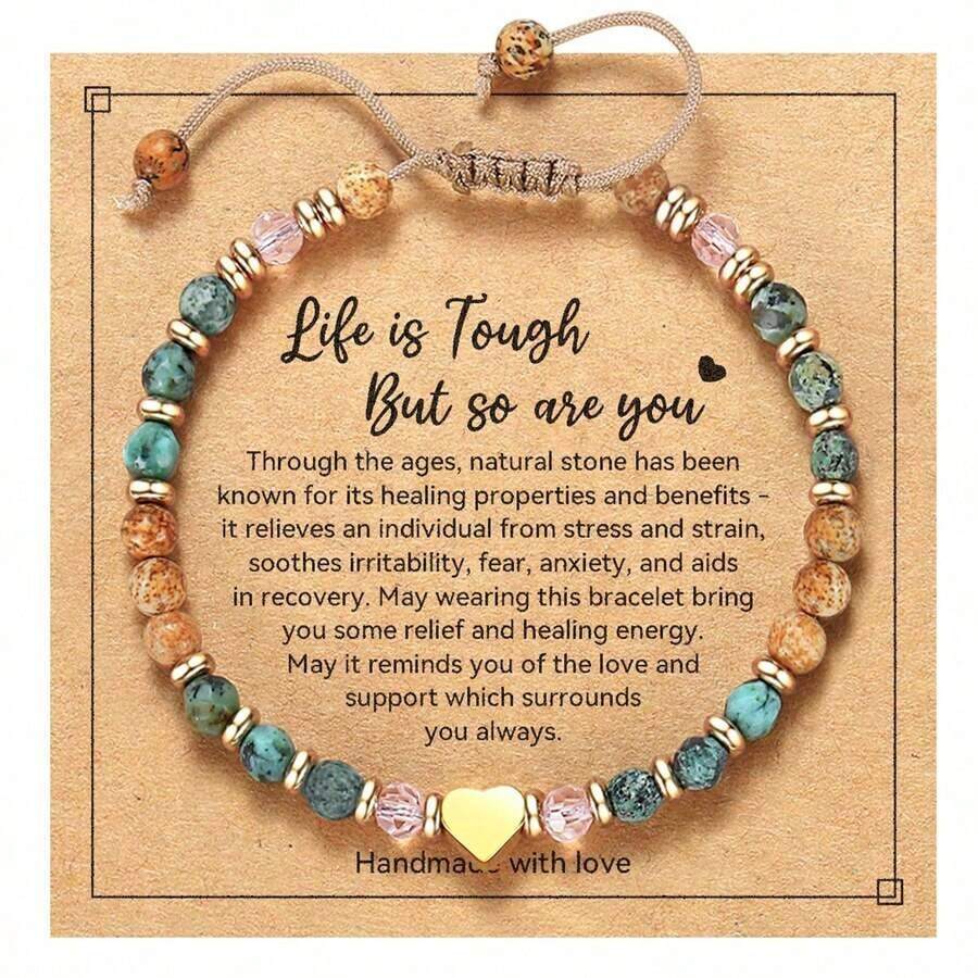 Inspirational Women's Birthday - Healing Natural Stone Bracelet, Missing You, Wishing You A Speedy Recovery, Friends And - 彩色 - 查看 1