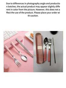 3pcs Portable Cutlery Set, Stainless Steel Reusable Utensils, Suitable For Picnic, Camping, Travel, Home, Kitchen, Dining, Student, Holiday Gift, Back To School, Office - Multicolor - View 10