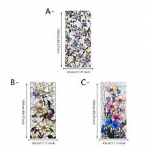 1/3pcs Classic Floral Static Cling Colored Glass Film. Violet, Magnolia Patterns. Removable Waterproof PVC Material. Privacy Protection Design. Suitable For Living Room, Bedroom, Bathroom Home Decor. - Multicolor - View 13