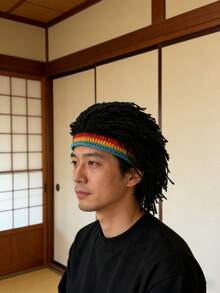 1pc Funny Dreadlock Knit Beanie Hat, Unisex Hip Hop Party Hat, Unique Personalized Warm Knitted Wig Cap, Suitable For Party And Daily Wear Men Winter Head - Dreadlocks Wool Hat - View 6