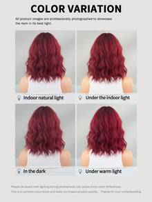 7JHH WIGS Tóc giả ngắn gợn sóng màu đỏ rượu vang ombre có mái cho nữ, dài 12 inch, tóc giả xoăn gợn sóng ngắn với chân tóc tối màu, tóc giả tổng hợp tự nhiên chịu nhiệt, thích hợp cho hóa trang hàng ngày, phụ kiện tóc giả cho lễ hội âm nhạc và tiệc tùng. - Màu Đỏ Sâu - Xem 8