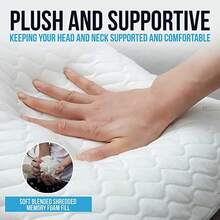 2PC Ultra Soft Contour Pillow For Neck Support | Breathable Quilted Bed Pillow For All Sleep Positions ,Premium Quality, Plush Comfort, Ideal For Bedroom, Hotel & Travel Use - 白色2pc - 查看 5