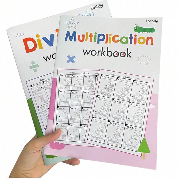 Lachilly 2-Digit Multiplication & Division Practice Workbook, Suitable For Children Learning, Educational Math Activity Book, Math Learning Teaching Tool For Elementary School Students