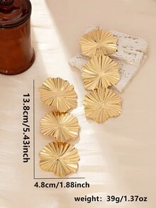 1对时尚精致蜗牛贝壳耳钉 - 金色誇張耳墜 - 查看 2
