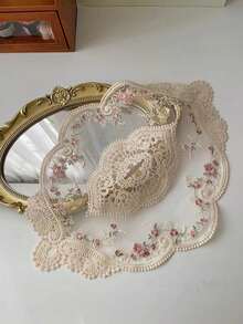 1 Thảm Thêu Hoa Nơi Trang Trí Nhà Vintage Để Bàn Placemat - Màu be - Xem 9