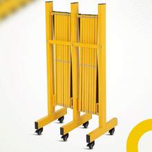 Portable Expandable Folding Gate – Heavy Duty Yellow Steel Expandable Barricade With 360° Locking Castors, Foldable Middle Section Temporary Driveway Gate - C - View 5