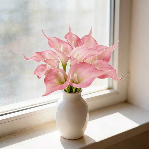 Conjunto de Flores Artificiais Realistas de Narciso Rosa, Adequado para Exposições, Dia das Mães, Páscoa, Decoração Doméstica e de Cozinha, Buquês de Casamento, Decoração de Primavera no Escritório