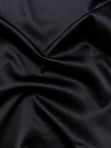WAIT HIM Men's Satin Short Sleeve Single-Breasted Fashion Shirt - Black - View 5