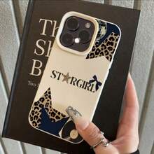 1pc TPU Material STARGIRL Leopard Print Disco Collage Pattern Phone Case, Compatible With Iphone 17 Pro Max/17/16 Pro Max/15/13/12/11, S20 FE/A15/S24/A55, Note 11/Note 12/Note 13 Pro, Full-Body Shockproof Soft Protective Cover - White - View 2