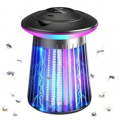 2026升级版电蚊灯，4200V电击灭蚊器，室内外通用，可充电LED夜灯 - 适用于家庭、露营、后院、阳台