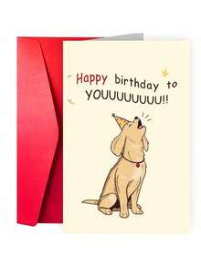 1张可爱狗狗生日贺卡，狗狗送的趣味生日贺卡，送给爱狗人士的生日贺卡，生日快乐！ - 彩色 - 查看 10