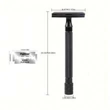 Double-Edged Metal Razor Traditional Men'S Double-Edged Razor Manual Beard Shaver Aluminum Alloy Handle Manual Old-Style Razor Men'S Double-Edged Razor, Suitable For 10 Occasions Perfect For Men'S Grooming, Essential Tool For Daily Shaving - Multicolor - View 4