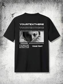 Customizable Loose Fit Short Sleeve T-Shirt For Men - Add Your Own Text And Photos ( Sports - Black - View 2