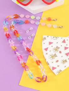 1pc Girls' Colorful Plastic Chain Eyeglass Strap, Suitable For Daily Decoration, Glasses Not Included - Multicolor - View 3