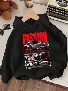 Sudadera cálida con estampado de autos para niño - Negro - Ver 8