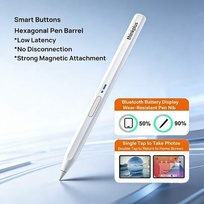 Lenovo Magnetic Portable Capacitive Pen, Universal, Easy To Store, A Great Partner For Creative Drawing And Note-Taking. Strong Magnetic Attachment To IPad And Android Devices, Lightweight Body For Easy Access And Use.