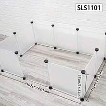 Lồng thú cưng tự lắp ráp kết hợp hàng rào sắt có lưới chắn, rào ngăn cách chó, chuồng cho chó Teddy và Pomeranian. - trắng - Xem 10