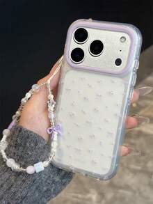 Ốp lưng điện thoại Aesthetics họa tiết hoa tím dễ thương kèm nơ, tương thích với iPhone 17 Pro Max, 17 Pro, 17, 16 Pro Max, 16 Pro, 16, 15 Pro Max, 15 Pro, 14 Pro Max, 14 Pro, 13, 12 Pro Max, 11, 16, 15, 14 Plus, kèm mặt dây chuyền xinh xắn, bảo vệ mặt sau trong suốt. - Trong sáng - Xem 4