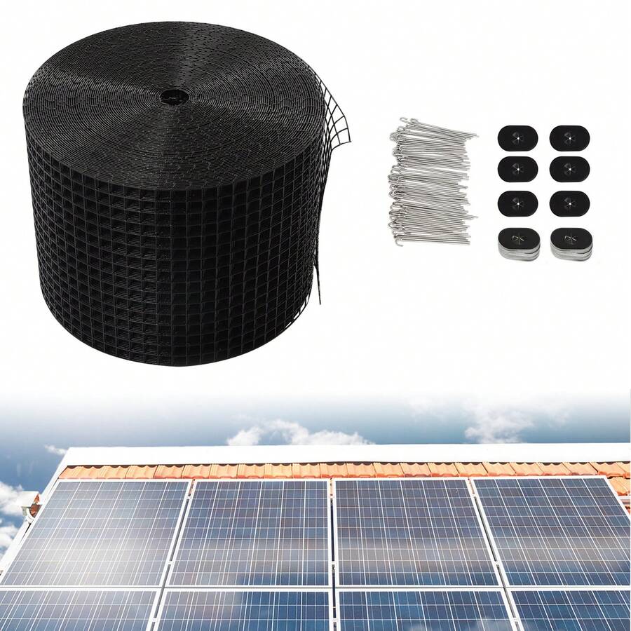 SENDERPICK Solar Panel Bird Wire Mesh Guard Kit Proofing Pigeons Pest Clips Net 8'' 100FT - Black - View 1