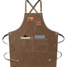 Heavy Duty Canvas Apron With Pockets And Adjustable Strap, Waterproof Gardening, Cafe, Salon Work Apron, Unisex - A - View 1