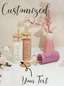 1 chiếc cốc thủy tinh in hình theo yêu cầu kèm ống hút, cốc dành cho phù dâu được cá nhân hóa, cốc silicon thủy tinh in hình theo yêu cầu, quà tặng tiệc độc thân, quà cầu hôn phù dâu. - Nhiều màu - Xem 7