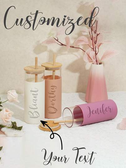 1 chiếc cốc thủy tinh in hình theo yêu cầu kèm ống hút, cốc dành cho phù dâu được cá nhân hóa, cốc silicon thủy tinh in hình theo yêu cầu, quà tặng tiệc độc thân, quà cầu hôn phù dâu.