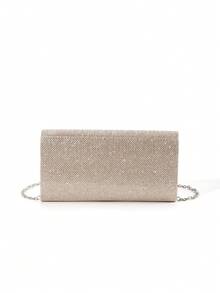 1pc Glitter Magnetic Pleated Mini Clutch Bag For Party, Dance, Wedding - Champagne - View 5