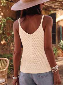 Débardeur en crochet tricoté crème pour femmes, cache-maillot décontracté pour les vacances d'été et les tenues de bord de piscine - Blanc - Voir 6
