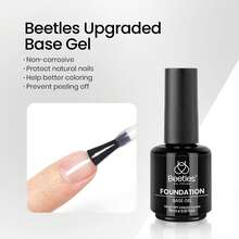 Beetles Top Coat Base Gel & Nail Glue Set-3Pcs No Wipe Top Coat Gel Nail Polish & Base Coat With 9 In 1 Nail Glue Shine Effect Long Lasting Soak Off Uv Light Lamp Diy Nail Gifts For Women & Girls - 3PCS 15ML top base coat & black gel - 查看 7