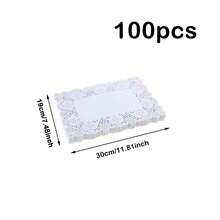 50/100pcs Rectangular Paper Placemats, Disposable Grease-Proof Lace Placemats, Suitable For Placemats, Wedding Birthday Party Dessert Table Food Decoration, 3 Sizes Available - View 11