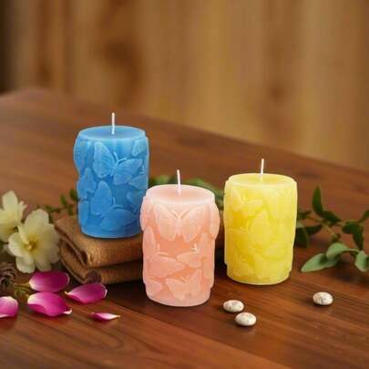 1个蝴蝶造型柱状香薰蜡烛，家居装饰配件