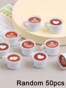 10/50 chiếc mặt dây chuyền hình cốc cà phê mini thiết kế Latte nghệ thuật, chất liệu nhựa, dùng để làm đồ trang sức và thủ công DIY. - 50 CÁI - Xem 7