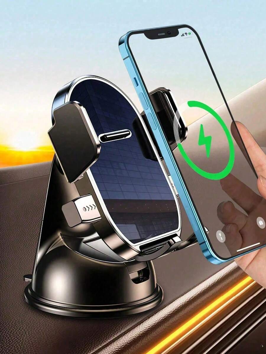 360°旋转车载手机支架 - 采用吸盘底座、自锁机制、防震设计、多功能旋转导航支架和通用手机支架。