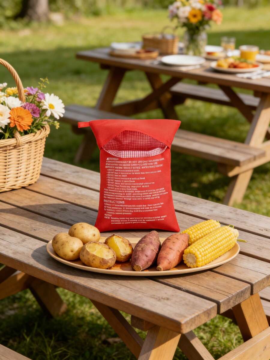 1pc Reusable Microwave Potato Bag, , Bakes Perfect Soft & Sweet Potatoes In Just 4 Minutes Without Boiling Or Oven, Made Of Heat-Resistant Material For Even Heating, Moisture Locking, Retains Original Potato Flavor, Also Suitable For Sweet Potatoes, Corn And More