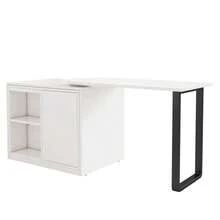 This 2-In-1 Desk And Fold-Down Bed Features A Metal Bed Frame And Legs, A 4 Cm Thick Mattress, Casters, A Single Cabinet With Two Storage Compartments, And Is White. - White - View 7