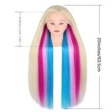 25 Inch Synthetic Hair Female Mannequin Head, Colorful Straight Hair For Hairstyling, Braiding And Makeup Practice - 1PC - View 9