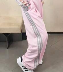 Quần thể thao adidas Dance INTERLOCK BANANA PANT ba sọc, kiểu dáng rộng rãi, chất liệu thể thao, kiểu quần chuối, quần ống xoắn, quần thường ngày dành cho nữ. - hồng - Xem 6