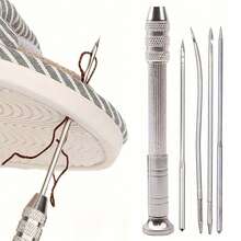 Multifunctional Leather Sewing Replaceable Punching Needle DIY Sewing Leather Craft Practical Tool Kit - Multifunctional Steel DIY Needle With Replaceable Shoe Head And Leather Craft, For DIY Sewing Accessories Leather Puncher. Essential Home Shoe Repair Sewing Tool. Arts, Crafts And Sewing Supplies. Convenient And Practical, . - Multicolor - View 2
