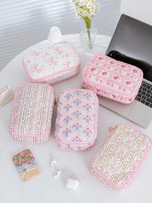 Tas Penyimpanan Kabel Data Digital Motif Bunga Stroberi Lucu, Tas Penyimpanan Berlapis - MultiWarna - View 2