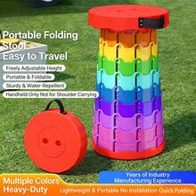 1pc Rainbow Expandable Bench - Outdoor Portable Plastic Folding Adjustable Chair, Suitable For Queuing, Fishing Or Train Sitting - Multicolor - View 2