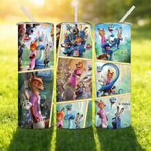 Disney 1个直筒真空保温杯，印有疯狂动物园卡通人物图案，不锈钢保温水瓶，带吸管，600毫升，带防伪码的包装盒 - Crazy Zoo - 查看 2