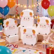 10pcs/Pack Eid Al-Adha, Eid Mubarak Party Favor Gift Candy Paper Box, Small Dessert Box, Chocolate Paper Box, Cute Lamb Design - View 11