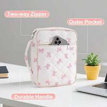 Fabric Bible Cover For Women, Durable Carrying Book Case Church Bag For Biblical Accessories With Handle And Zippered Pocket Backpack, Stationery, Storage, Handbag - Beige - View 3