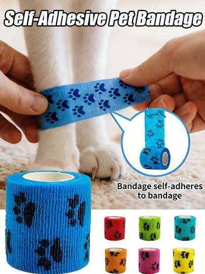 5cm*450cm Self-Adhesive Pet Bandage | Elastic Wrap For Cats And Dogs, Multiple Colors (White/Green/Pink), Comfortable And Non-Restrictive, Suitable For Pet First Aid