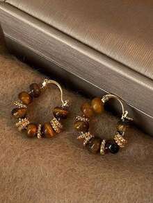 3pairs Vintage Textured U-Shaped Hoop Earrings For Women, Simple And Elegant Design - 豐富多彩的 - 查看 2