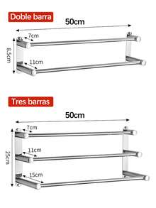 1 Pieza Soporte para Toallas de 2 o 3 Niveles, Fabricado en Acero Inoxidable SUS 304 con Revestimiento de Níquel Cepillado, Montaje Mural, Ideal para Baño - Ver 2
