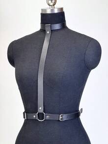 1PC PU Leather Harness Chest Belt Fashion Suspenders Suitable For Daily Party Clothing Matching Wear - Black - View 3