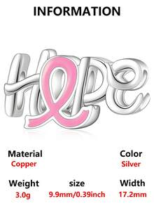 1 pieza Pulsera y Collar de Cuentas con Tema de Prevención del Cáncer de Mama "HOPE" Conmovedor, Regalo con Significado de Caridad Significativo - Plateado - Ver 4